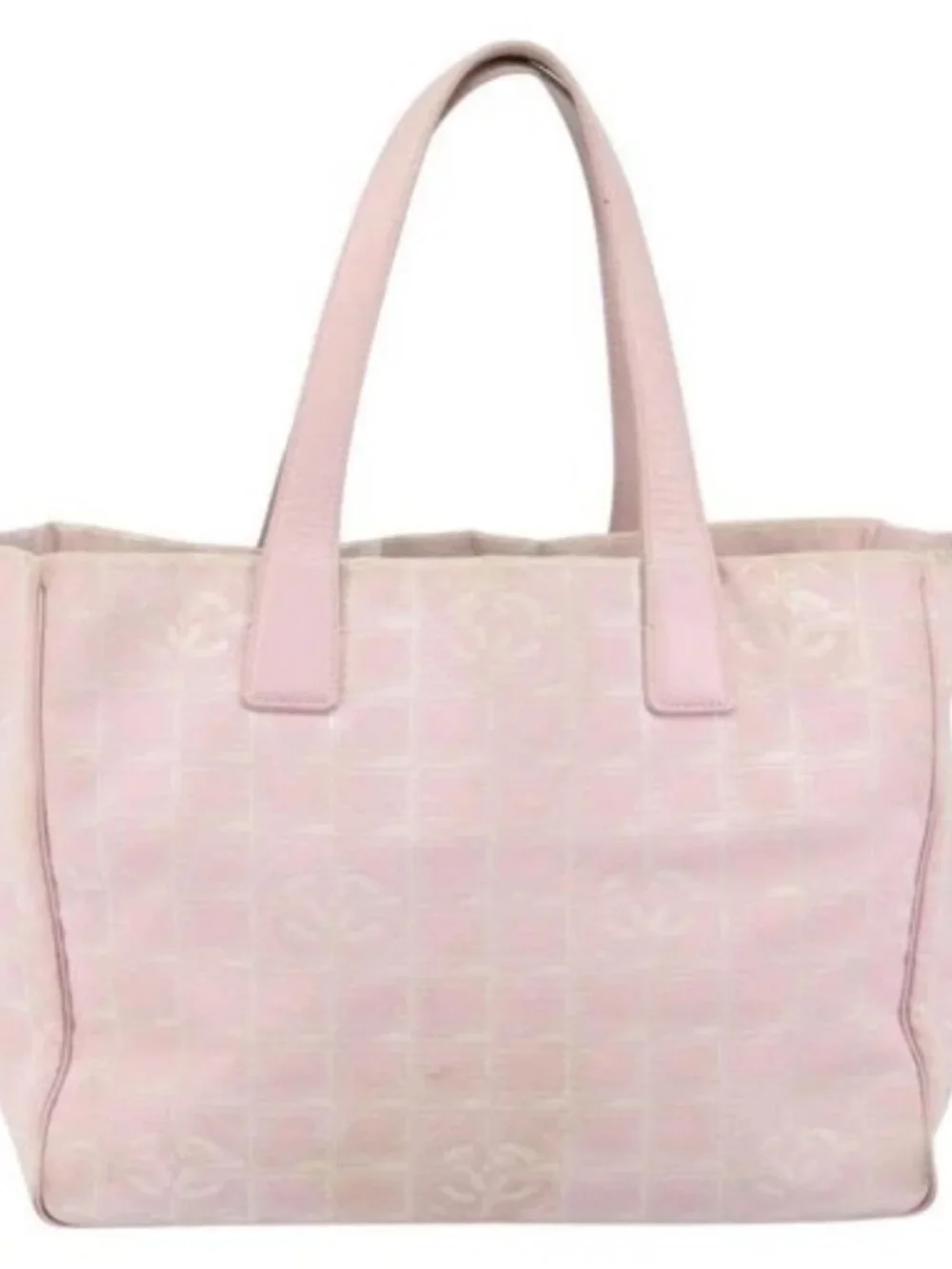 CHANEL New Travel Line Tote Bag Nylon Pink Gold CC Auth mr1511